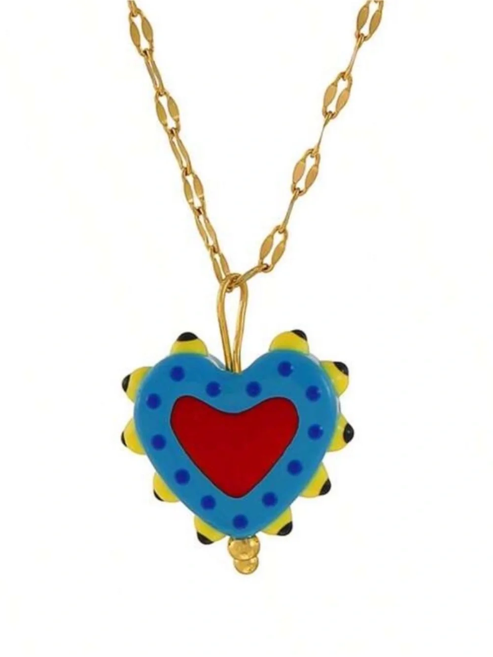 New! Y2K Blue Heart Gold Chain Dopamine Necklace NWOT